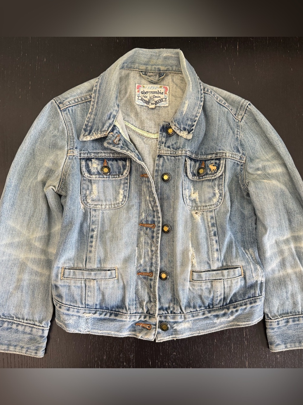 Abercrombie & Fitch Light Blue Distressed  Denim Jacket
